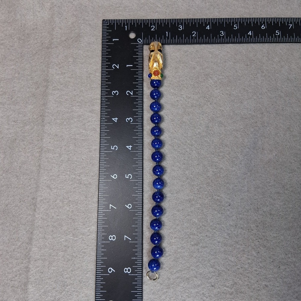 Les Bernard Lapis Lazuli Panther Bracelet Multi Gem Cabochon 8" Large Vintage - Picture 3 of 16